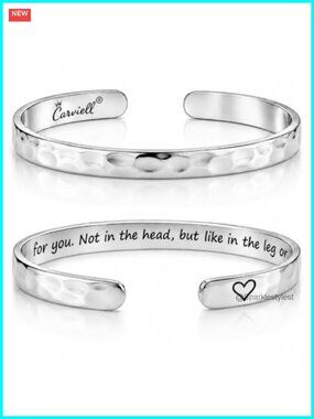 316L Surgical Stainless Steel Cuff Bracelet Adjustable Engraved Message Gift